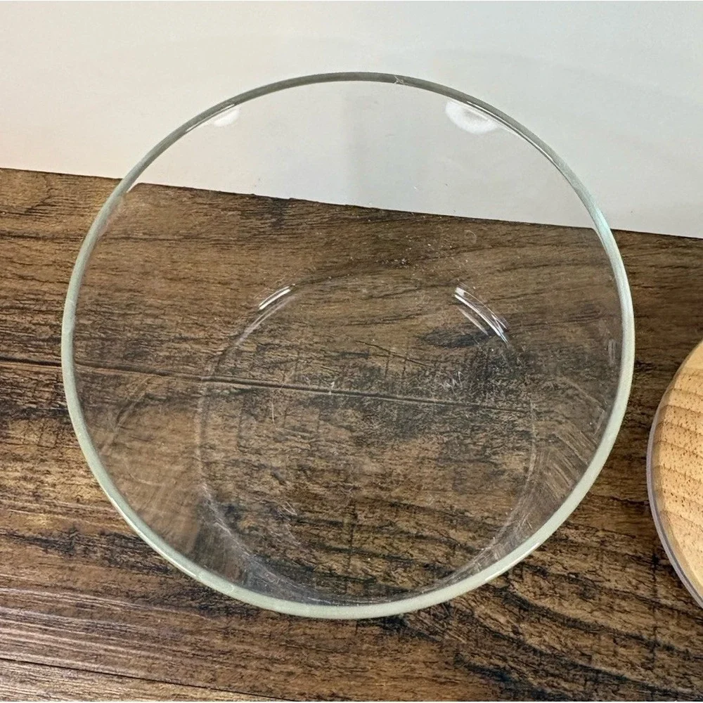 Clear Glass Jar Dish With Wooden Skull Lid Halloween Skeleton
